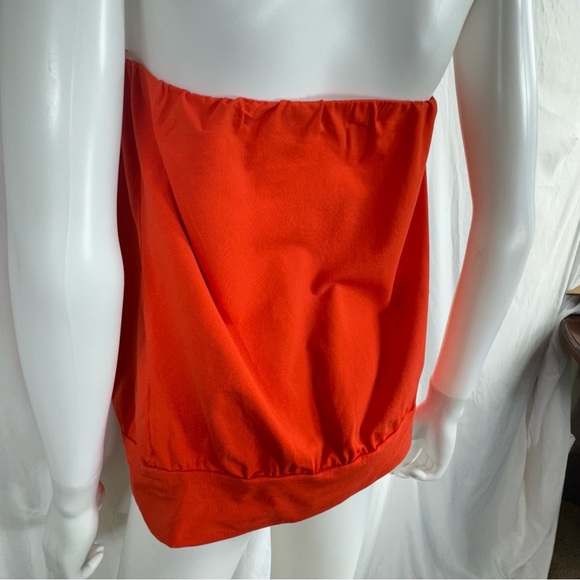 Women’s Reddish Orange Wrapped Summer Elastic Tube Top - Picture 4 of 6